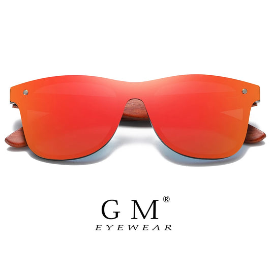 GM gafas de sol polarizadas de madera roja