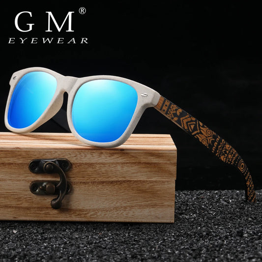 Gafas de sol de madera de bambú Natural GM, hecho a mano con caja de regalo