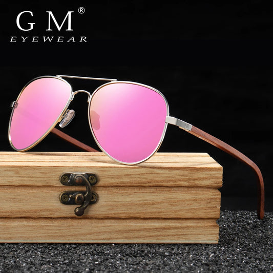 Gafas de sol GM marco de metal, patillas de madera