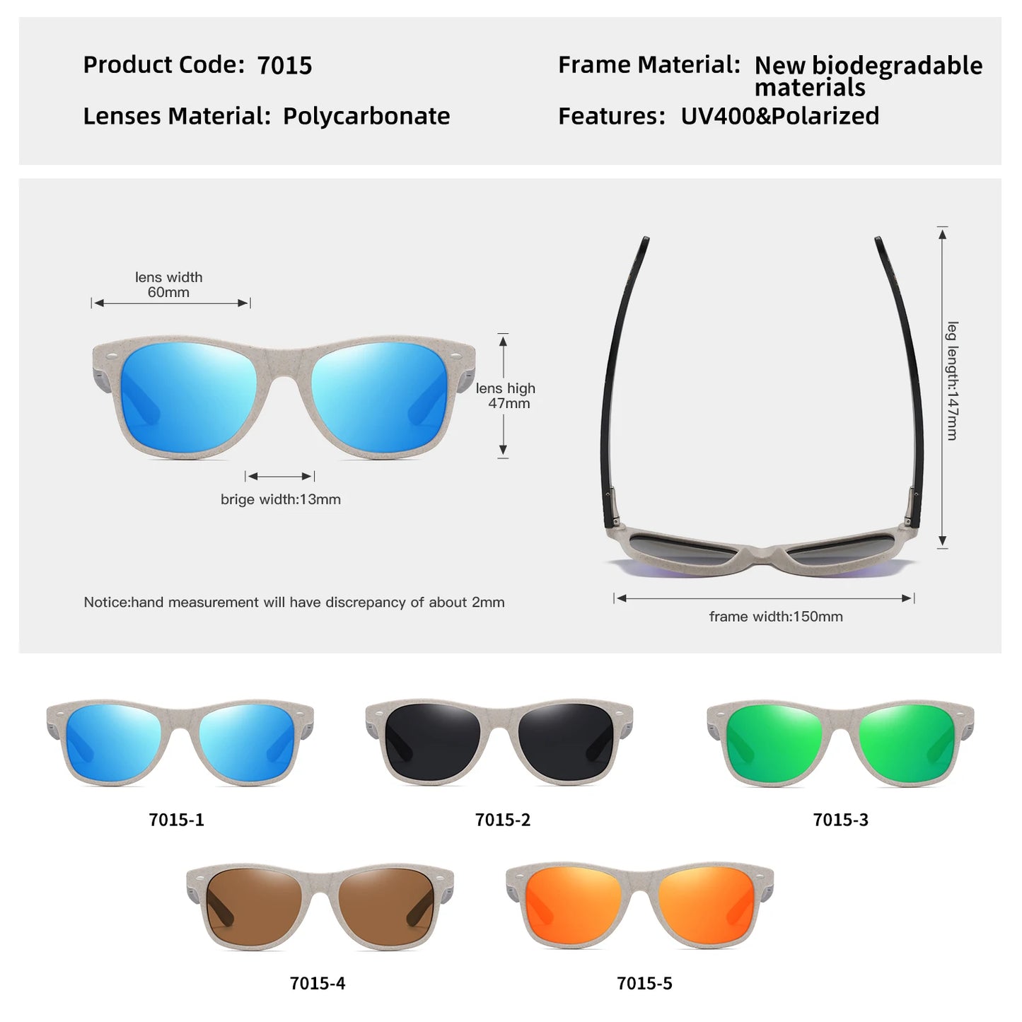 Gafas de sol de madera de bambú Natural GM, hecho a mano con caja de regalo