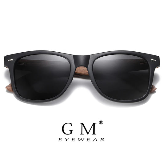 GM Gafas de sol retro de madera de nogal UV400 polarizadas