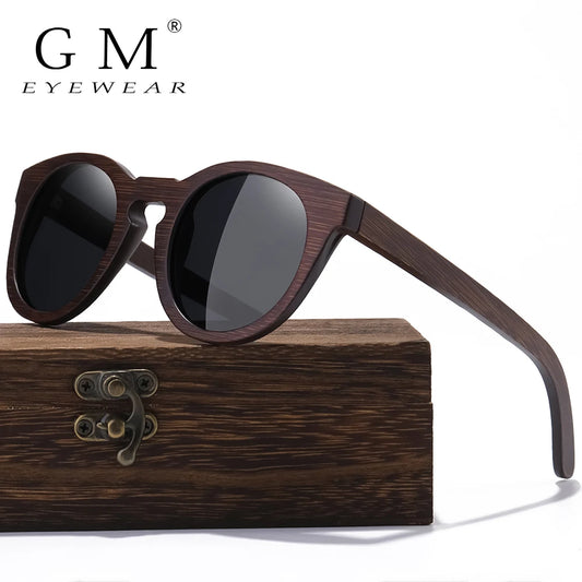 GM gafas de sol polarizadas de bambú UV400 caja cuadrada de madera