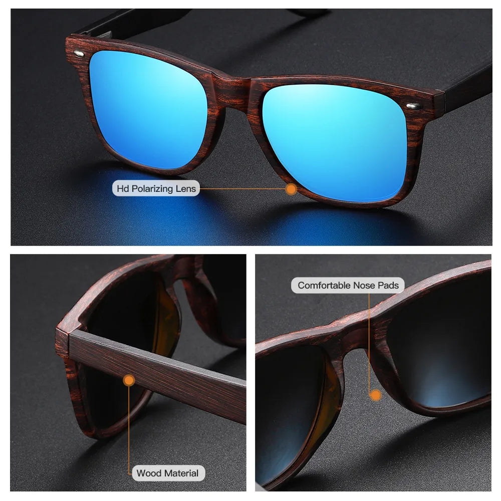 GM gafas de sol de madera Natural hechas a mano, UV400