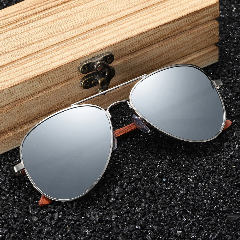 Gafas de sol GM marco de metal, patillas de madera