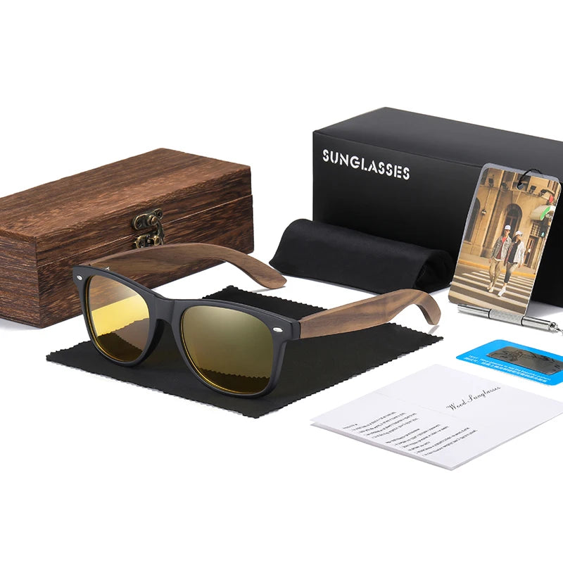 GM gafas de sol de madera de nogal hechas a mano, polarizadas, UV400