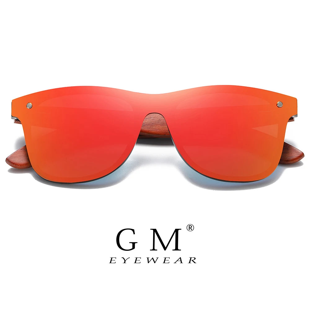 GM gafas de sol polarizadas de madera roja
