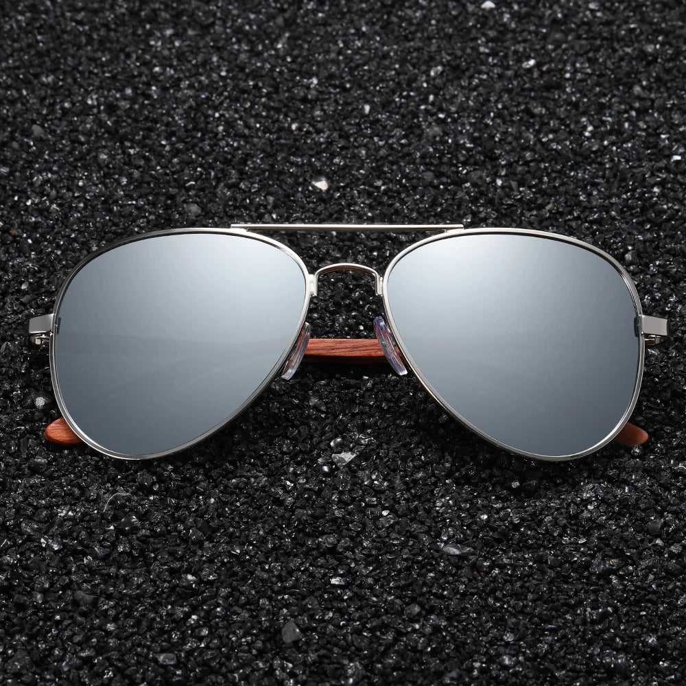 Gafas de sol GM marco de metal, patillas de madera
