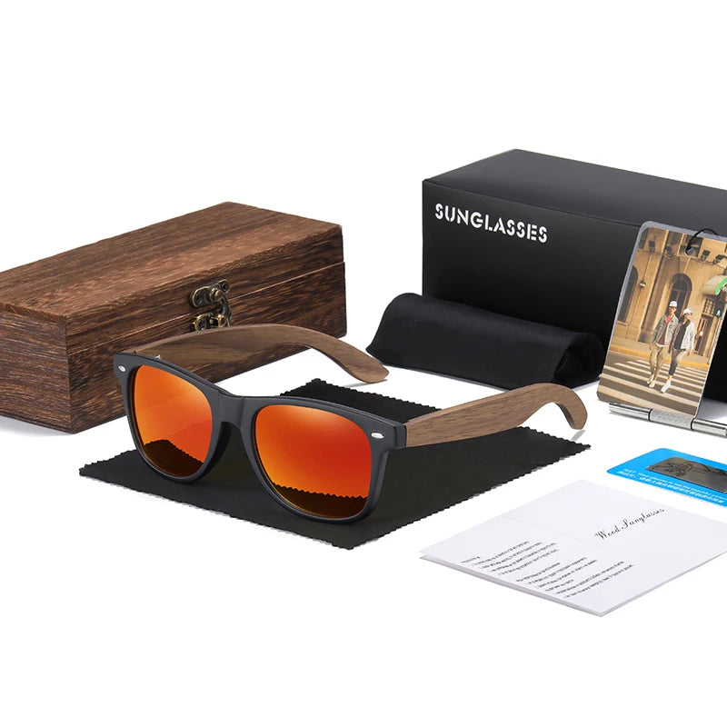GM gafas de sol de madera de nogal hechas a mano, polarizadas, UV400