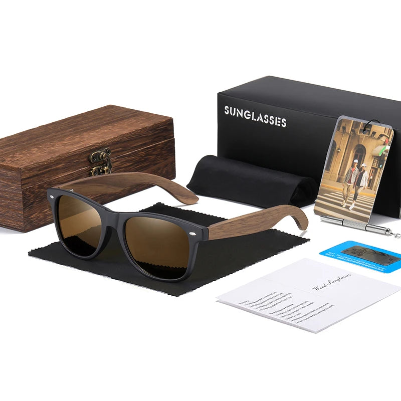 GM gafas de sol de madera de nogal hechas a mano, polarizadas, UV400