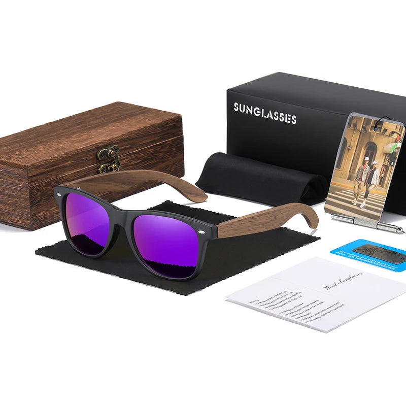 GM gafas de sol de madera de nogal hechas a mano, polarizadas, UV400