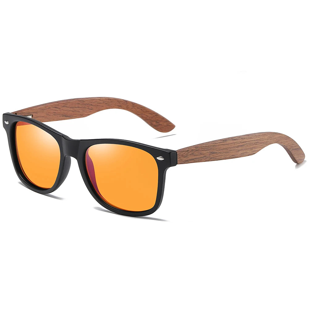 GM Gafas de sol retro de madera de nogal UV400 polarizadas