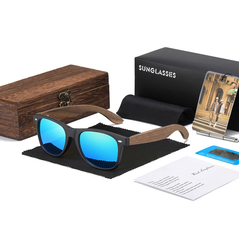 GM gafas de sol de madera de nogal hechas a mano, polarizadas, UV400