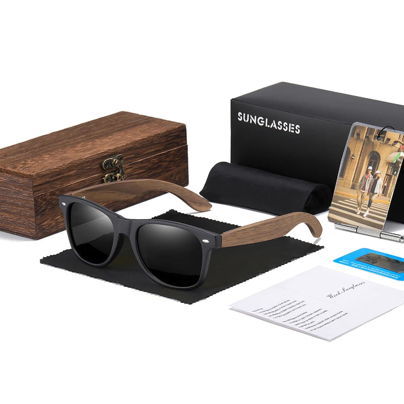 GM gafas de sol de madera de nogal hechas a mano, polarizadas, UV400