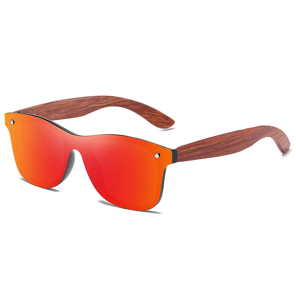 GM gafas de sol polarizadas de madera roja