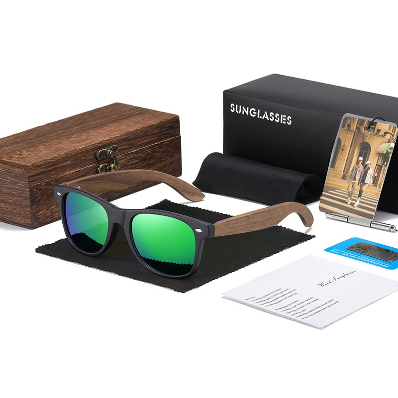 GM gafas de sol de madera de nogal hechas a mano, polarizadas, UV400