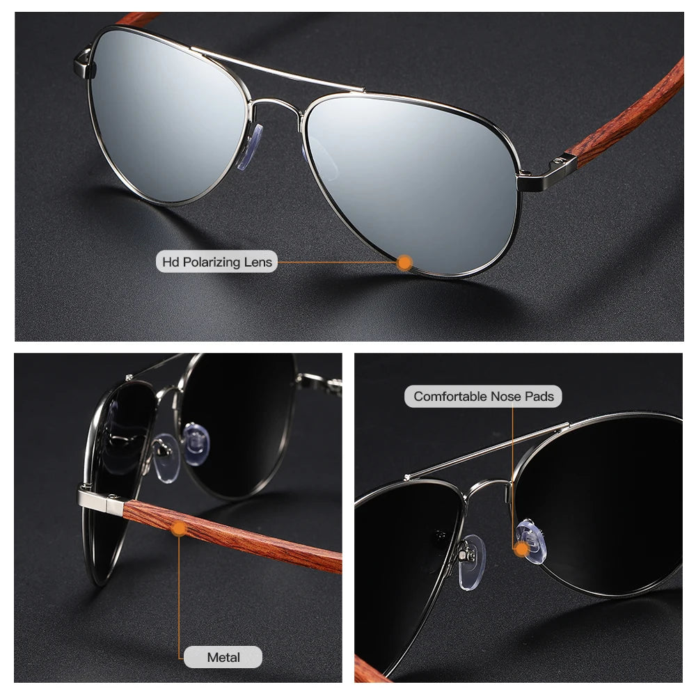 Gafas de sol GM marco de metal, patillas de madera