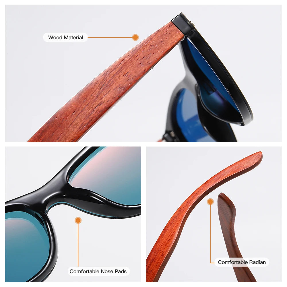 GM gafas de sol polarizadas de madera roja