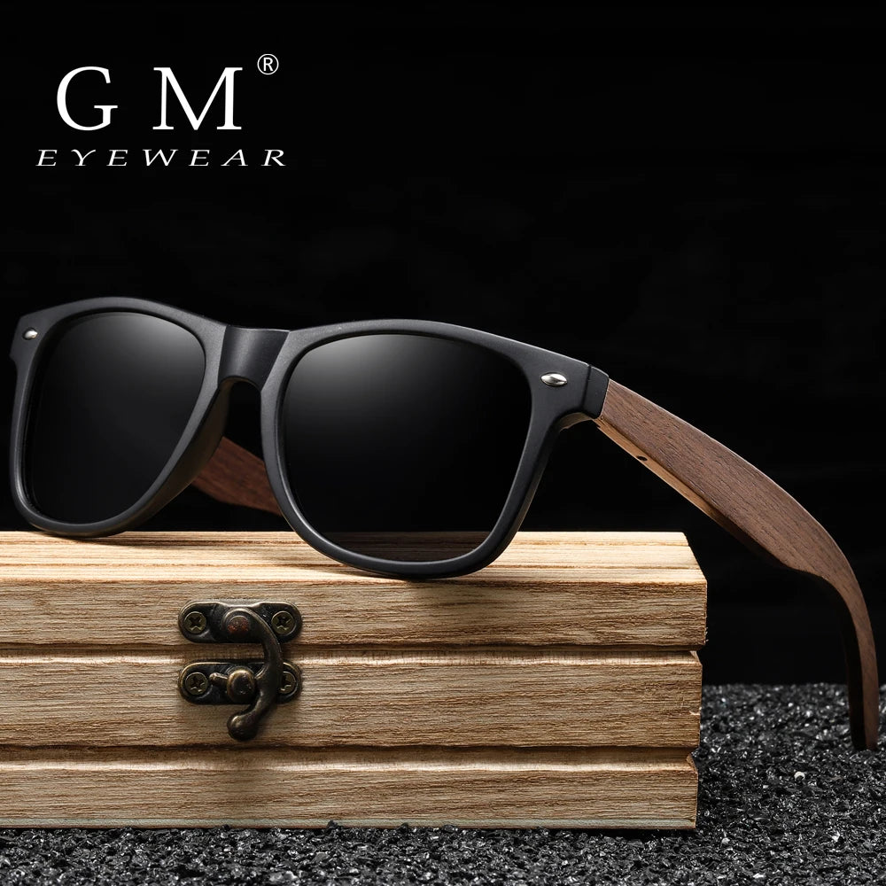 GM gafas de sol de madera de nogal hechas a mano, polarizadas, UV400