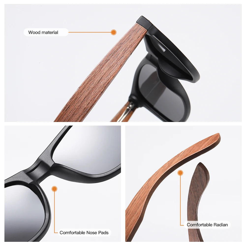GM gafas de sol de madera de nogal hechas a mano, polarizadas, UV400