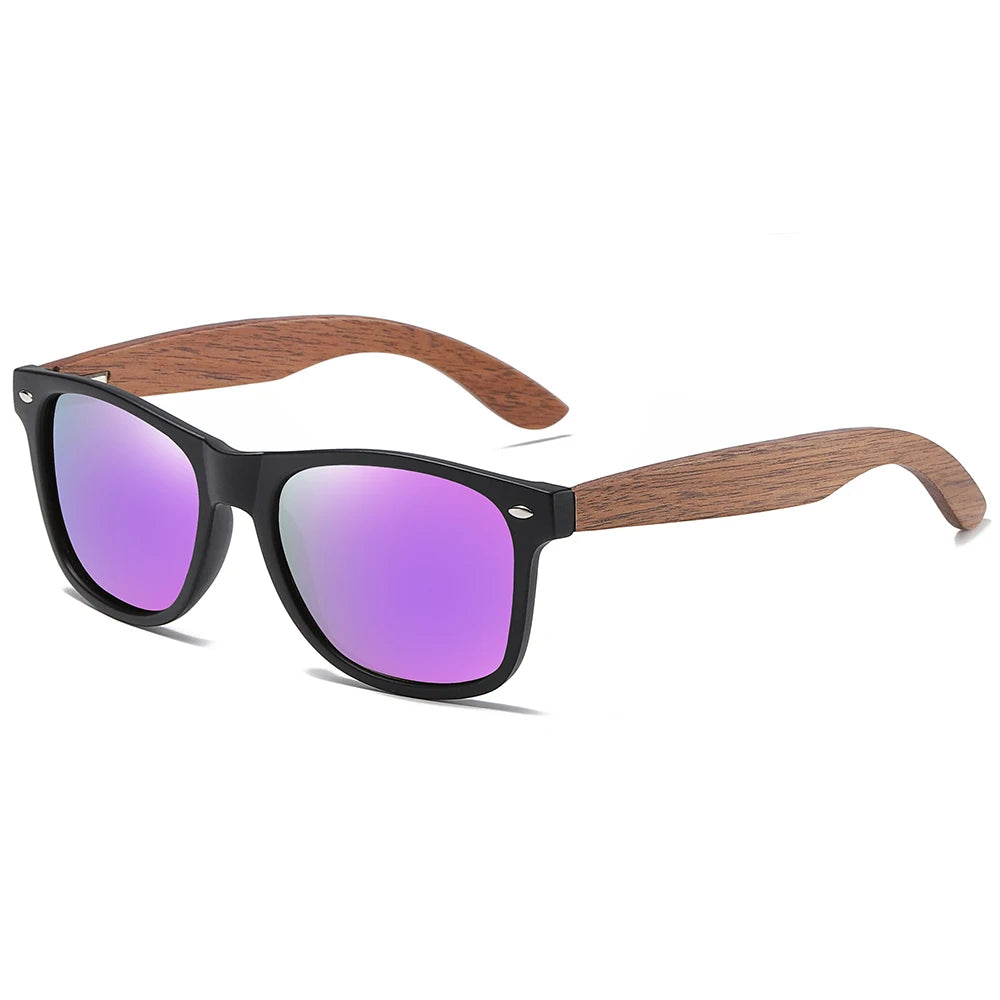 GM Gafas de sol retro de madera de nogal UV400 polarizadas