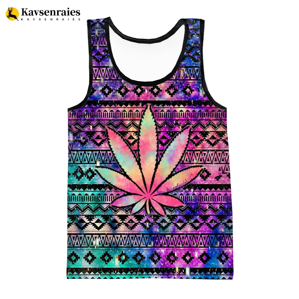Camiseta sin mangas Bob Marley hoja 3D - Moda urbana