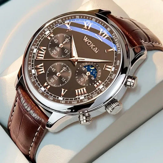 Reloj de lujo para hombre, relojes de cuarzo, correa de cuero