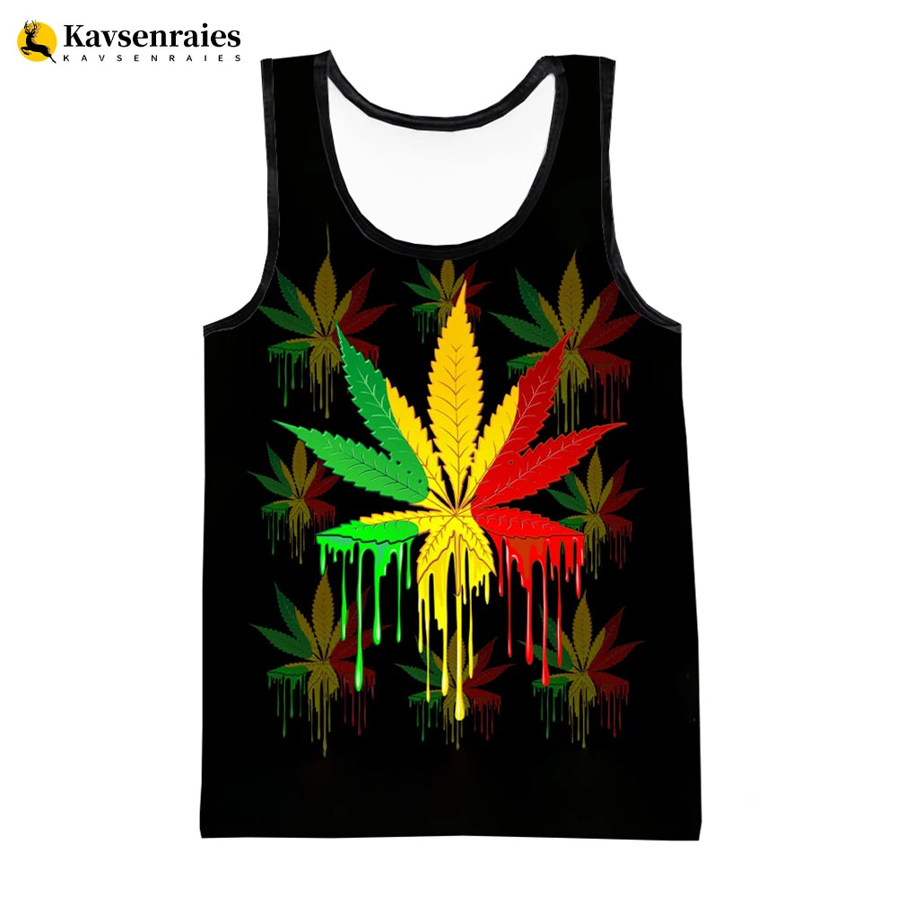 Camiseta sin mangas Bob Marley hoja 3D - Moda urbana
