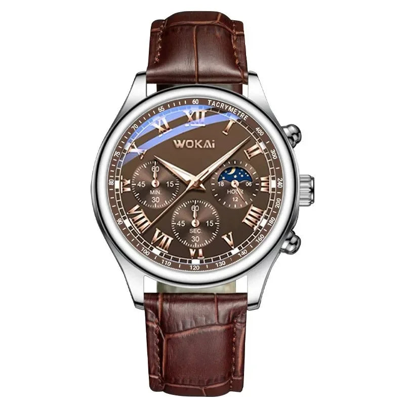 Reloj de lujo para hombre, relojes de cuarzo, correa de cuero