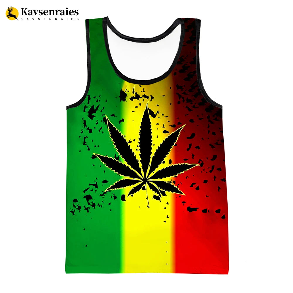 Camiseta sin mangas Bob Marley hoja 3D - Moda urbana