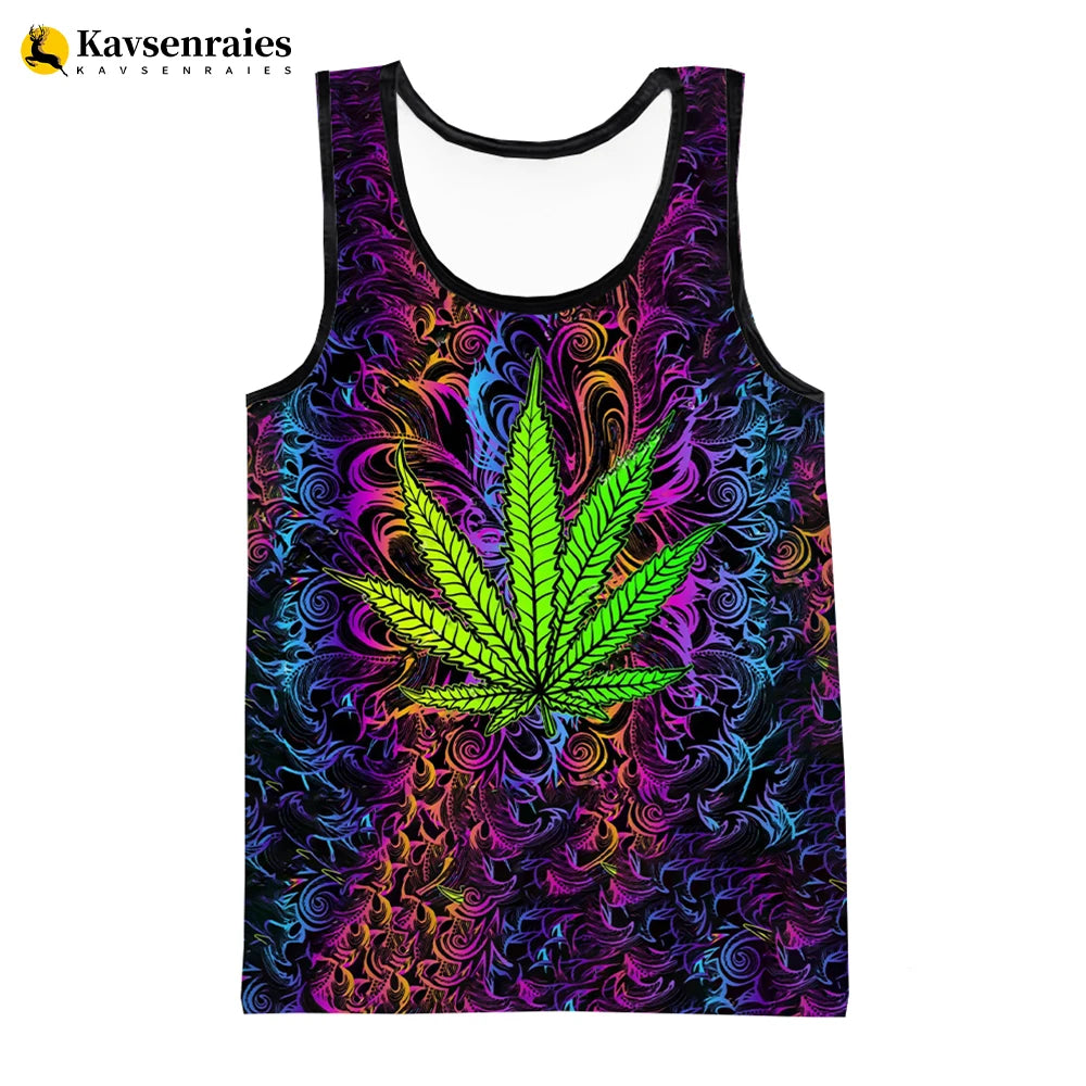 Camiseta sin mangas Bob Marley hoja 3D - Moda urbana