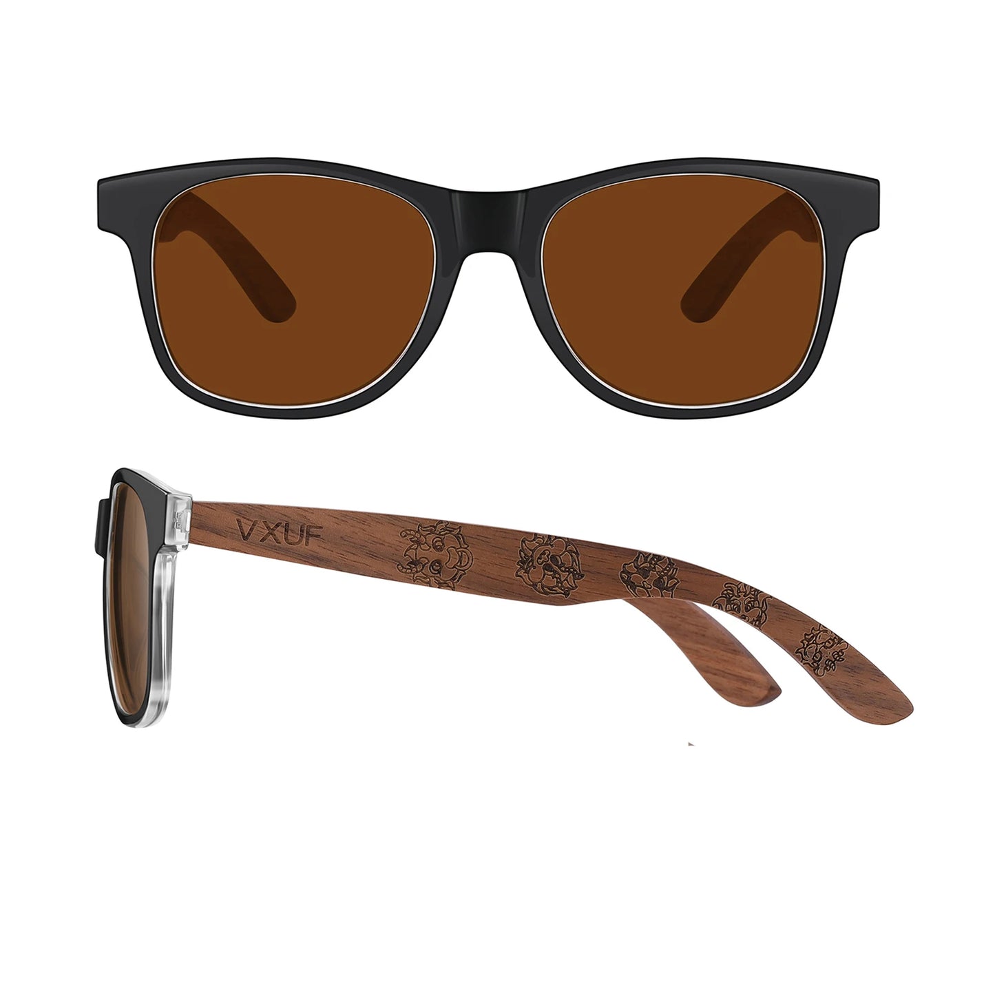 Gafas de sol GM de nogal negro para hombre y mujer, patillas de madera UV400