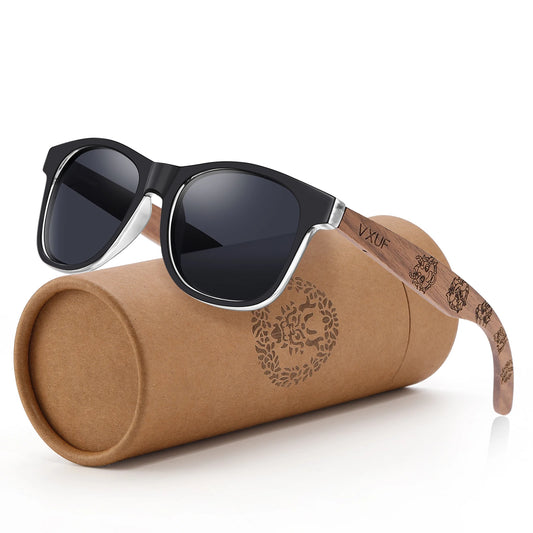 Gafas de sol GM de nogal negro para hombre y mujer, patillas de madera UV400