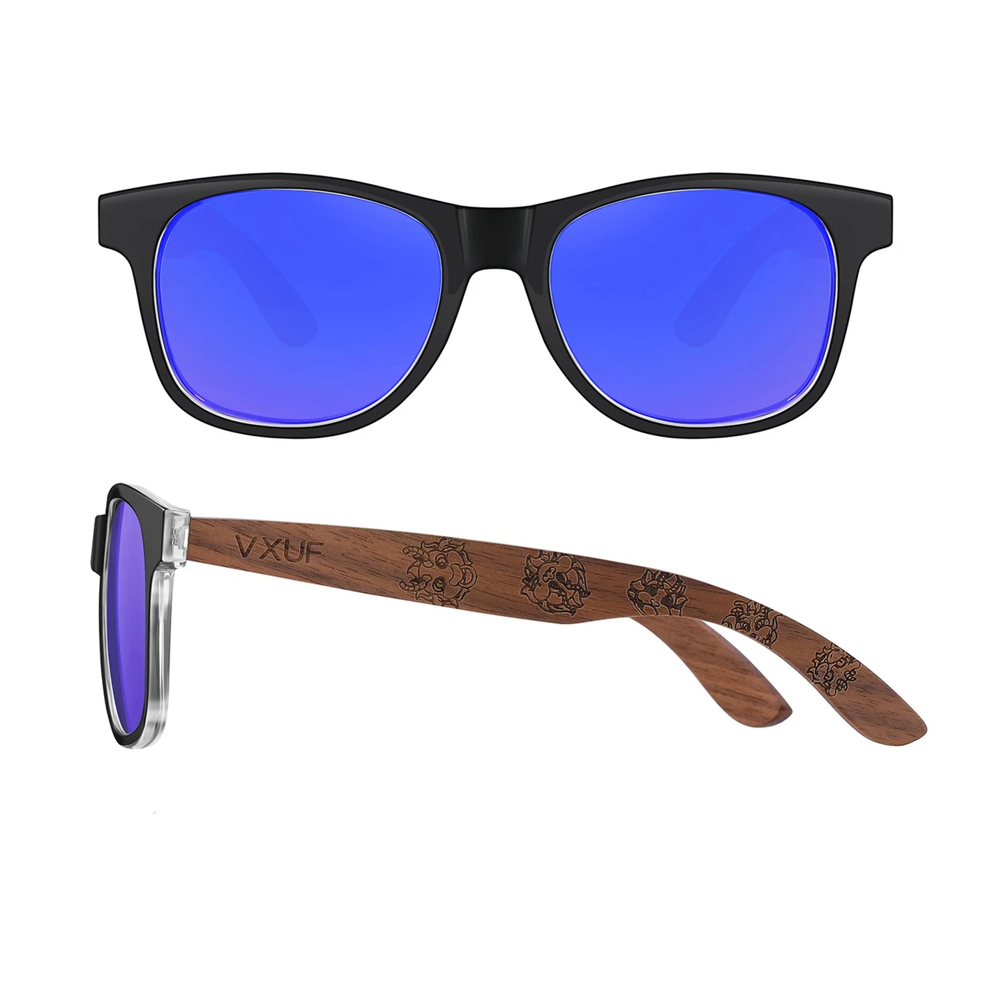 Gafas de sol GM de nogal negro para hombre y mujer, patillas de madera UV400
