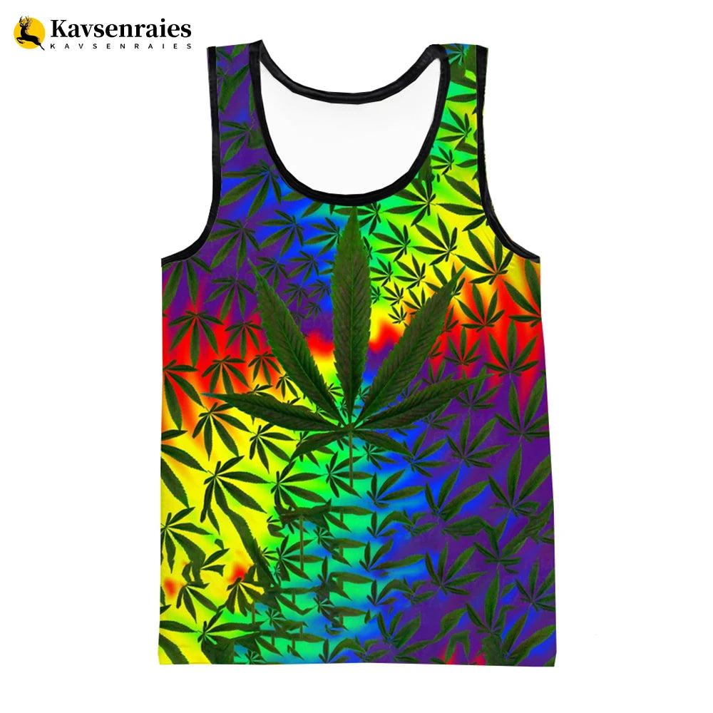 Camiseta sin mangas Bob Marley hoja 3D - Moda urbana