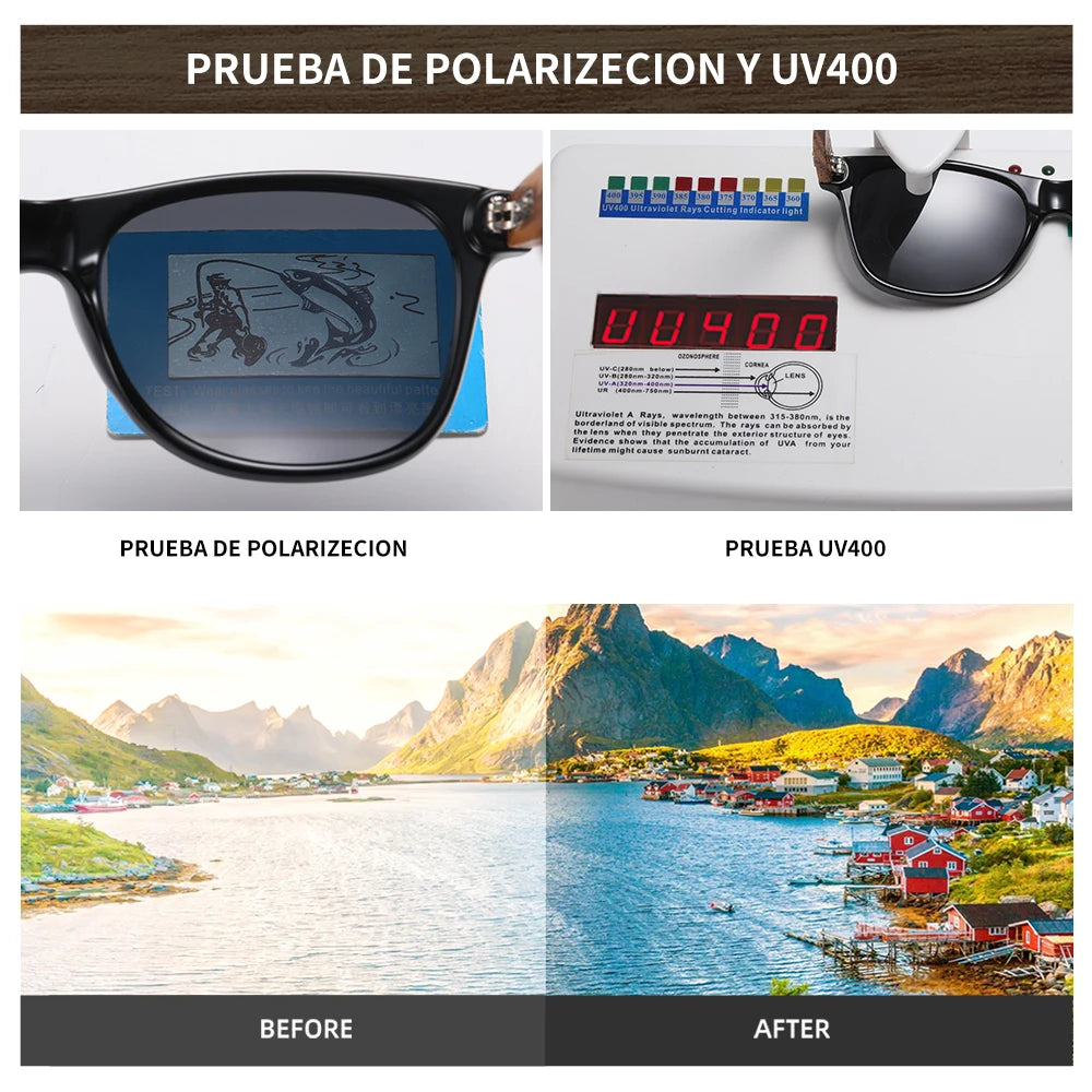 Gafas de sol GM de nogal negro para hombre y mujer, patillas de madera UV400
