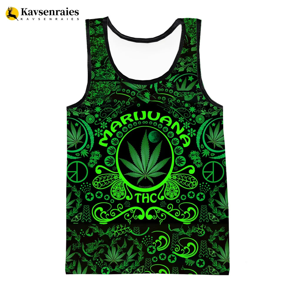 Camiseta sin mangas Bob Marley hoja 3D - Moda urbana