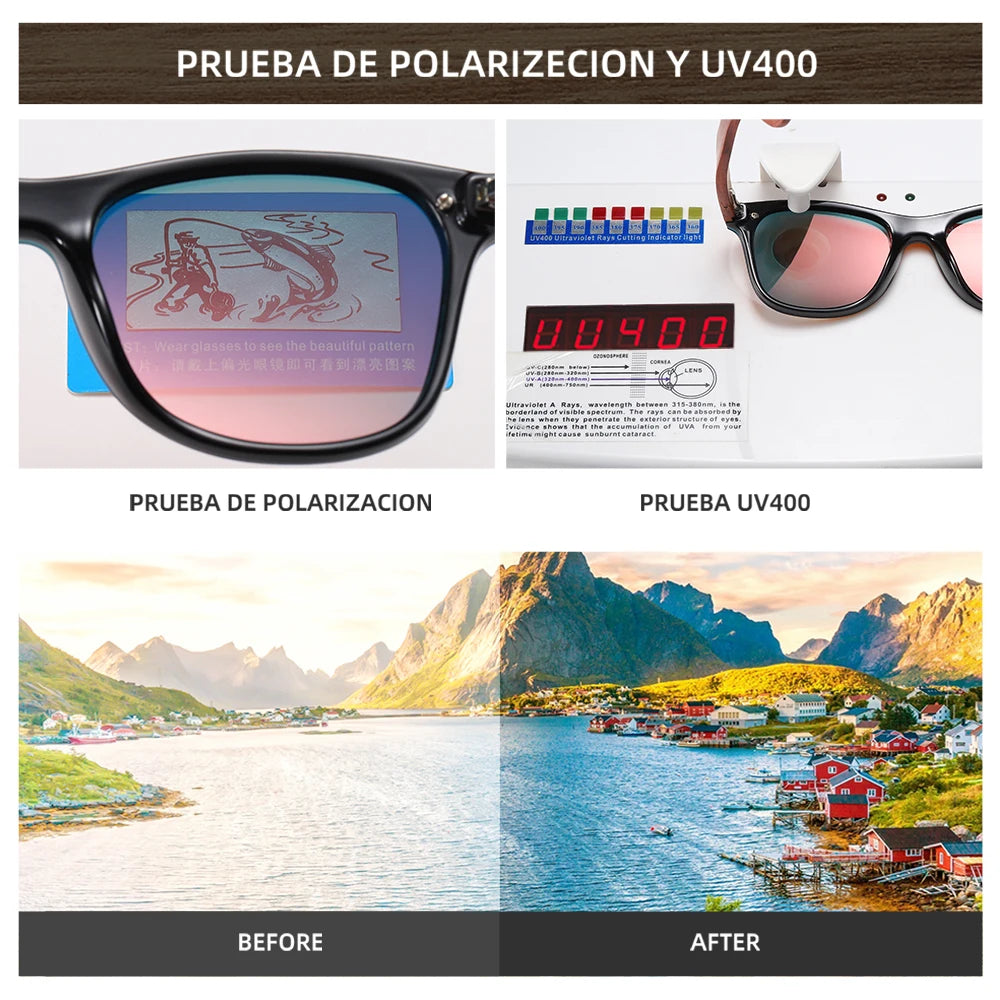 GM gafas de sol polarizadas de madera roja