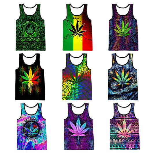Camiseta sin mangas Bob Marley hoja 3D - Moda urbana
