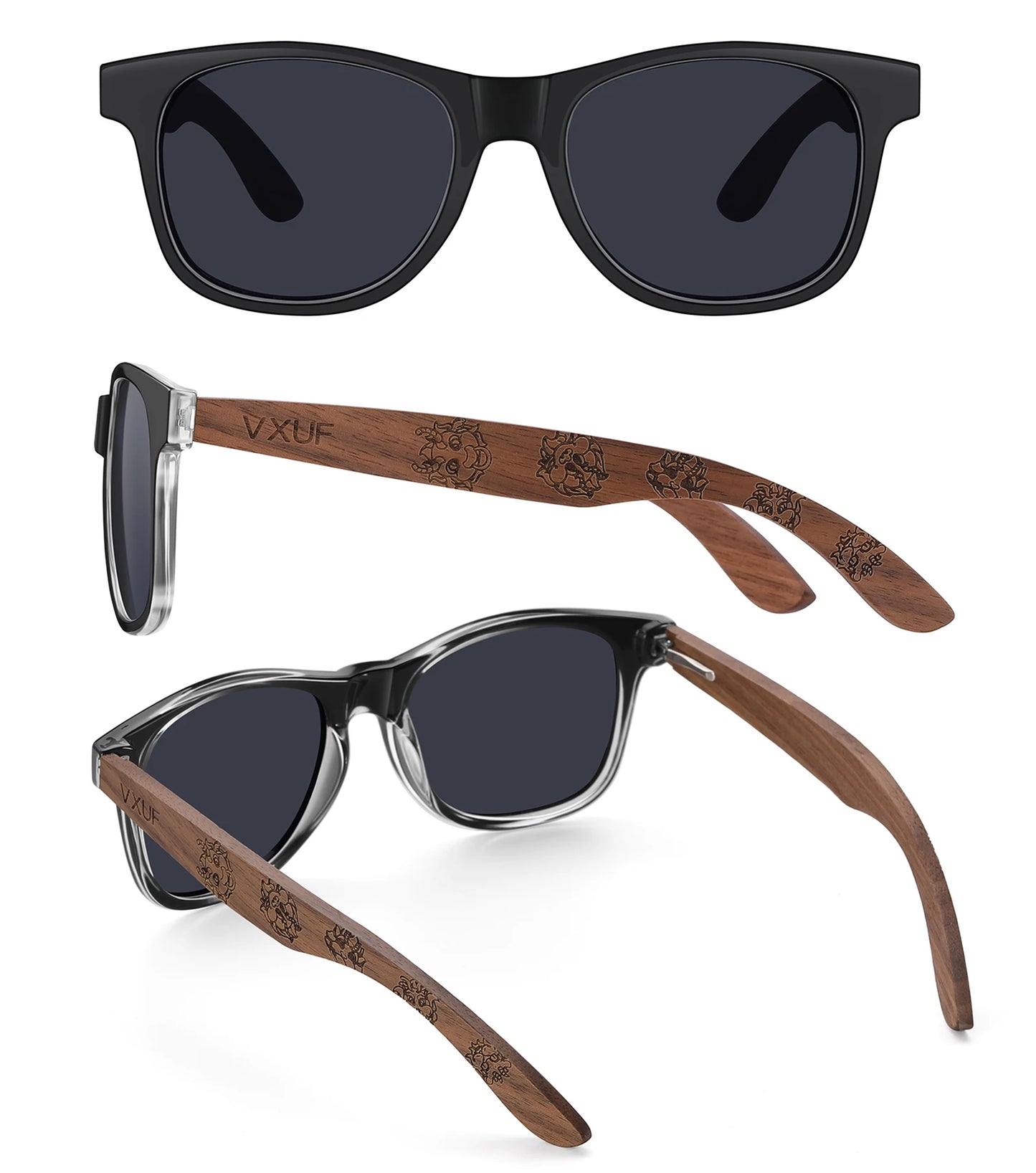 Gafas de sol GM de nogal negro para hombre y mujer, patillas de madera UV400