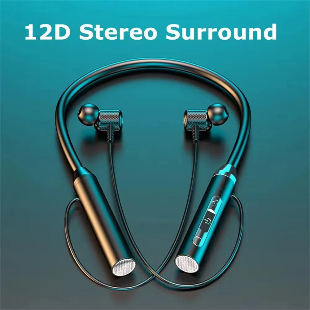 Auriculares inalámbricos con Bluetooth, con banda para el cuello, ideales para videojuegos, magnéticos impermeables con pantalla LED