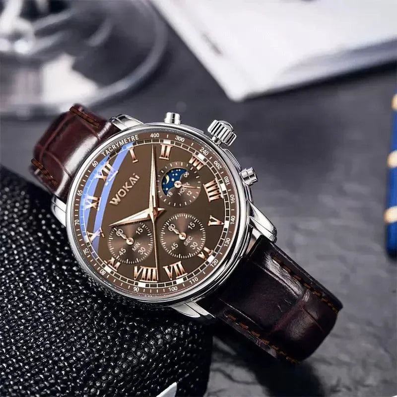 Reloj de lujo para hombre, relojes de cuarzo, correa de cuero