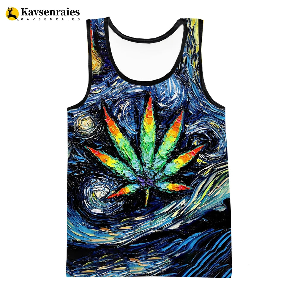 Camiseta sin mangas Bob Marley hoja 3D - Moda urbana
